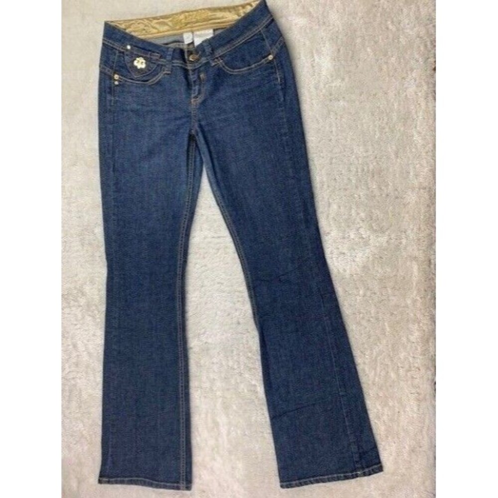 Dercon Size 7/8 Womens Jeans Stretch Low Rise Bootcut Embellished